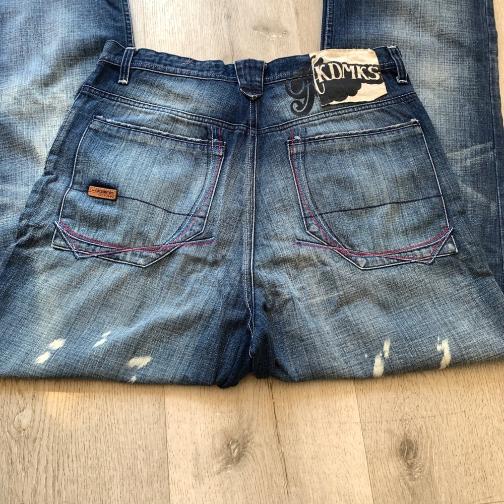 VTG Akademiks Mens 34 Baggy Distressed Y2K Hip Hop Denim Jeans Streetwear - Picture 12 of 15